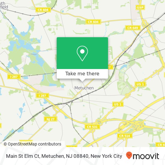 Mapa de Main St Elm Ct, Metuchen, NJ 08840