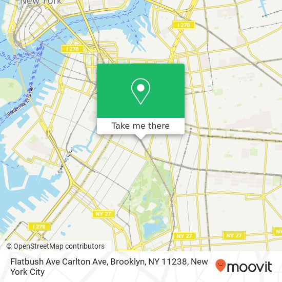 Mapa de Flatbush Ave Carlton Ave, Brooklyn, NY 11238