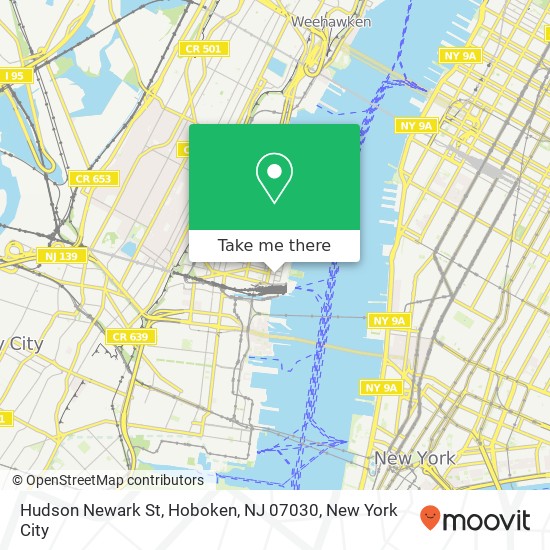 Mapa de Hudson Newark St, Hoboken, NJ 07030