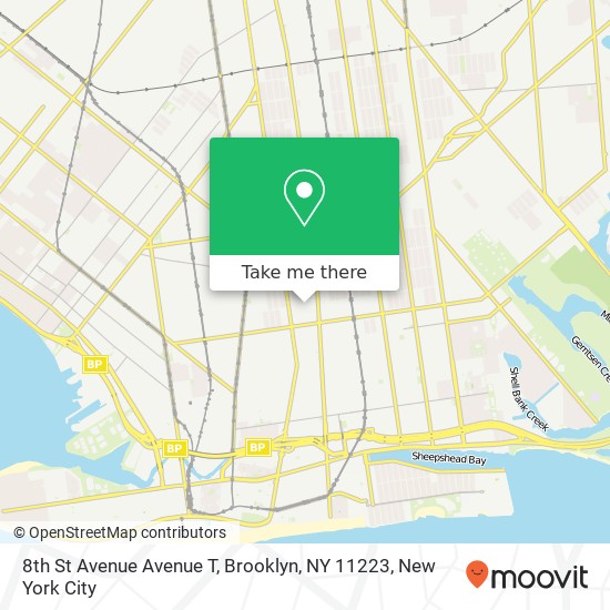 Mapa de 8th St Avenue Avenue T, Brooklyn, NY 11223