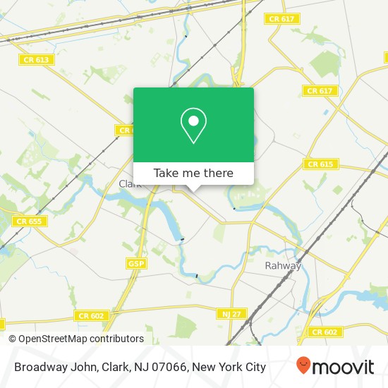 Mapa de Broadway John, Clark, NJ 07066