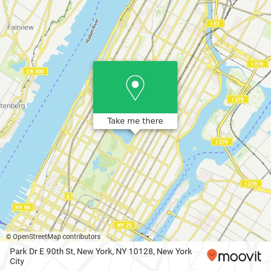 Mapa de Park Dr E 90th St, New York, NY 10128