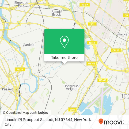 Mapa de Lincoln Pl Prospect St, Lodi, NJ 07644