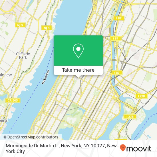 Morningside Dr Martin L , New York, NY 10027 map