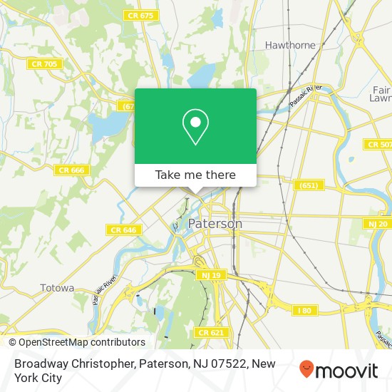 Mapa de Broadway Christopher, Paterson, NJ 07522