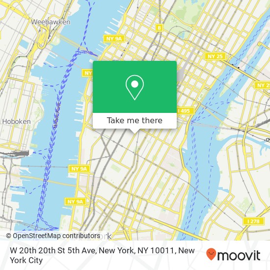 Mapa de W 20th 20th St 5th Ave, New York, NY 10011