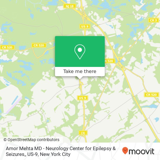 Amor Mehta MD - Neurology Center for Epilepsy & Seizures,, US-9 map