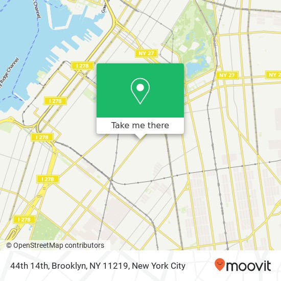 Mapa de 44th 14th, Brooklyn, NY 11219