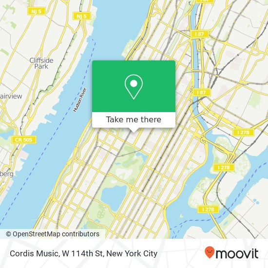 Cordis Music, W 114th St map