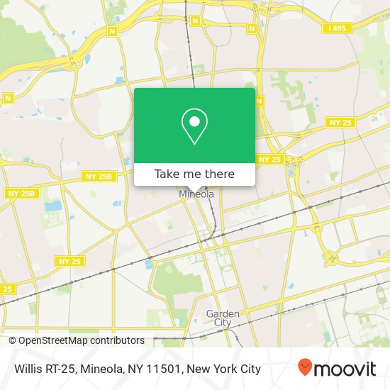 Mapa de Willis RT-25, Mineola, NY 11501