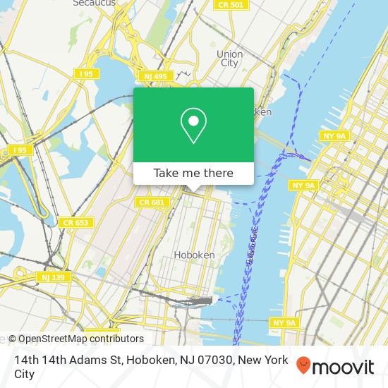 Mapa de 14th 14th Adams St, Hoboken, NJ 07030