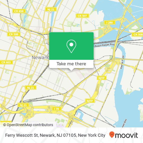 Mapa de Ferry Wescott St, Newark, NJ 07105