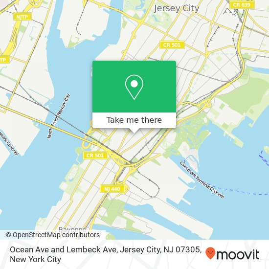 Ocean Ave and Lembeck Ave, Jersey City, NJ 07305 map