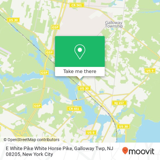 Mapa de E White Pike White Horse Pike, Galloway Twp, NJ 08205