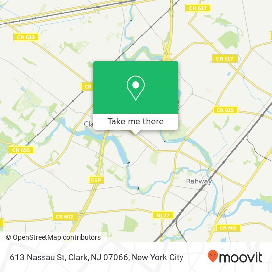 Mapa de 613 Nassau St, Clark, NJ 07066