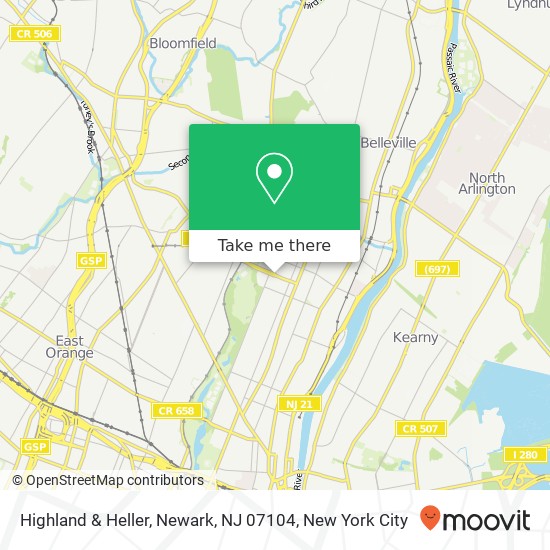 Mapa de Highland & Heller, Newark, NJ 07104
