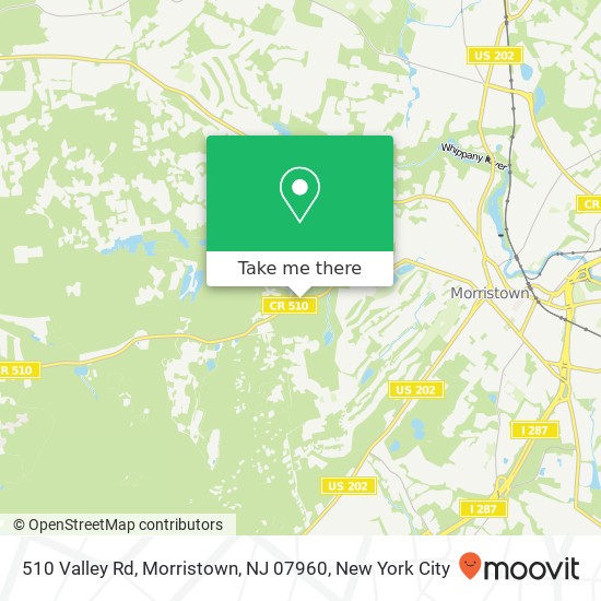 Mapa de 510 Valley Rd, Morristown, NJ 07960