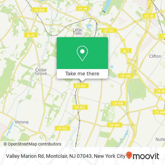 Mapa de Valley Marion Rd, Montclair, NJ 07043