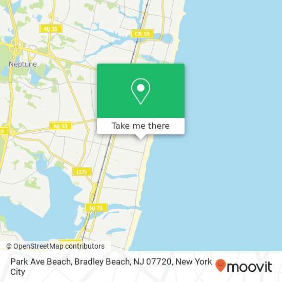Mapa de Park Ave Beach, Bradley Beach, NJ 07720