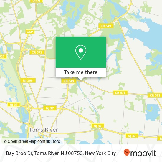 Mapa de Bay Broo Dr, Toms River, NJ 08753