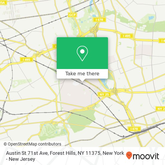 Austin St 71st Ave, Forest Hills, NY 11375 map