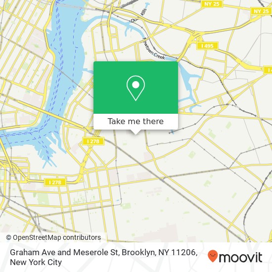 Mapa de Graham Ave and Meserole St, Brooklyn, NY 11206