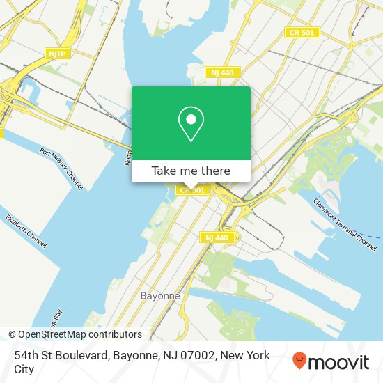 Mapa de 54th St Boulevard, Bayonne, NJ 07002