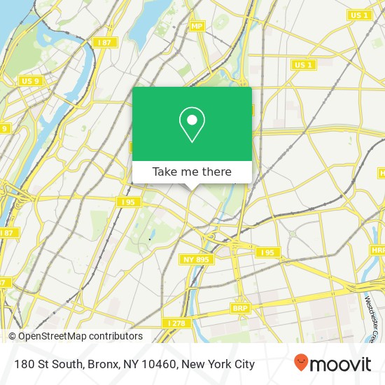 180 St South, Bronx, NY 10460 map