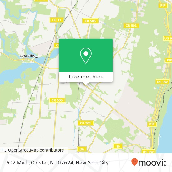 Mapa de 502 Madi, Closter, NJ 07624