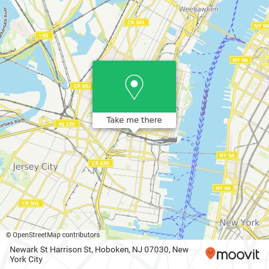 Mapa de Newark St Harrison St, Hoboken, NJ 07030