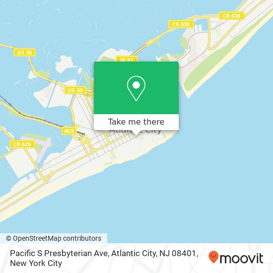 Mapa de Pacific S Presbyterian Ave, Atlantic City, NJ 08401