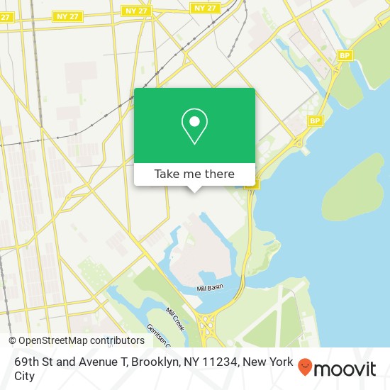 Mapa de 69th St and Avenue T, Brooklyn, NY 11234