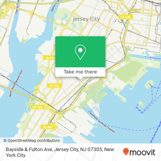Mapa de Bayside & Fulton Ave, Jersey City, NJ 07305