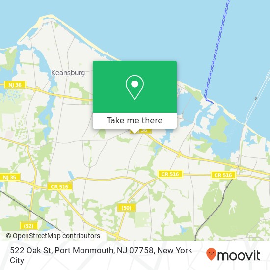Mapa de 522 Oak St, Port Monmouth, NJ 07758