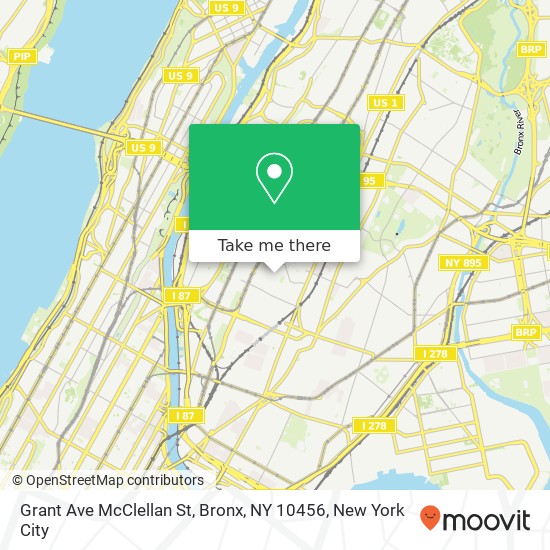 Mapa de Grant Ave McClellan St, Bronx, NY 10456