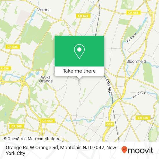 Mapa de Orange Rd W Orange Rd, Montclair, NJ 07042