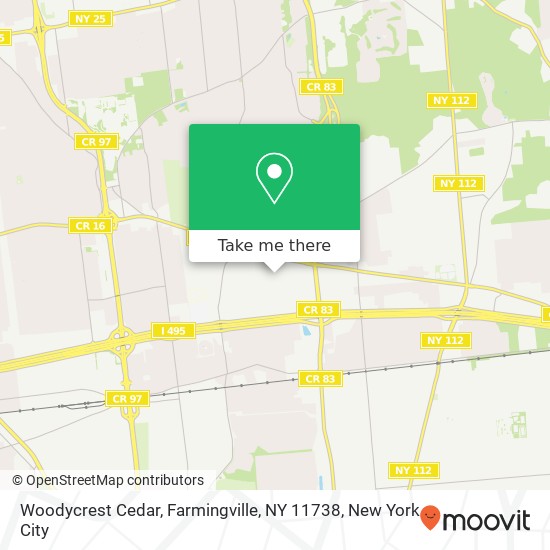 Mapa de Woodycrest Cedar, Farmingville, NY 11738