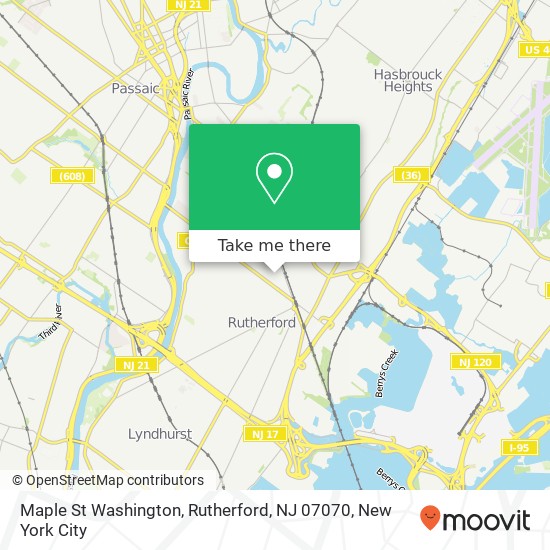 Maple St Washington, Rutherford, NJ 07070 map