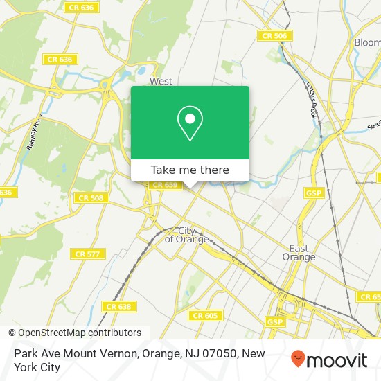 Mapa de Park Ave Mount Vernon, Orange, NJ 07050