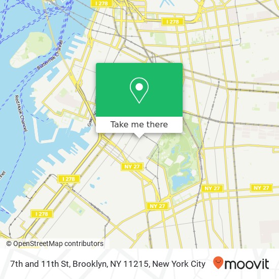 Mapa de 7th and 11th St, Brooklyn, NY 11215