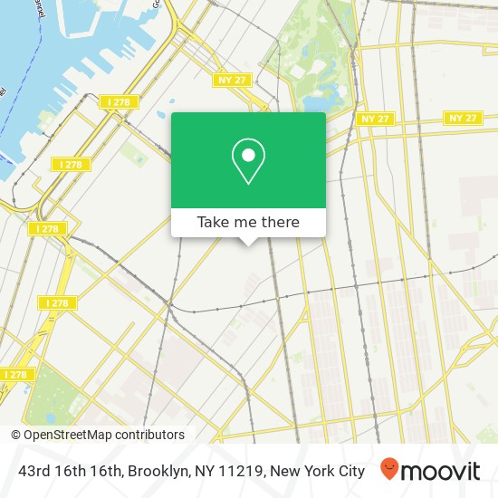 Mapa de 43rd 16th 16th, Brooklyn, NY 11219