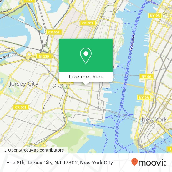 Mapa de Erie 8th, Jersey City, NJ 07302