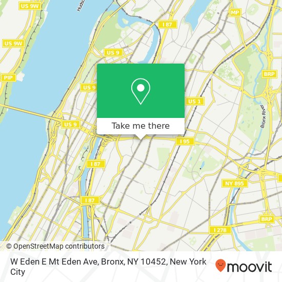 W Eden E Mt Eden Ave, Bronx, NY 10452 map