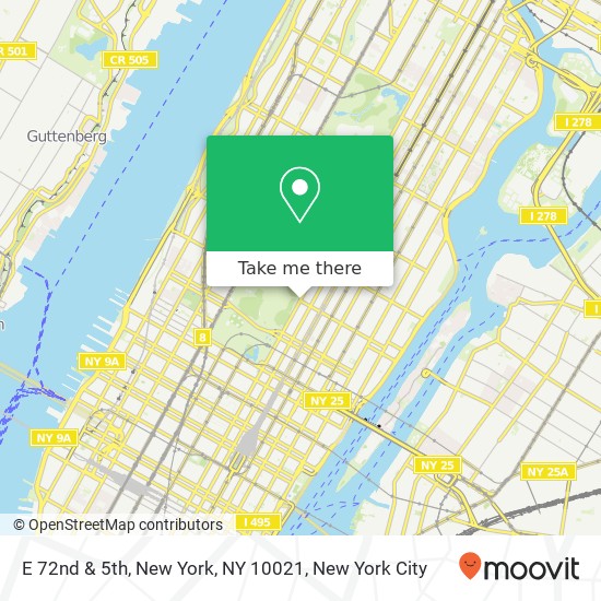 E 72nd & 5th, New York, NY 10021 map