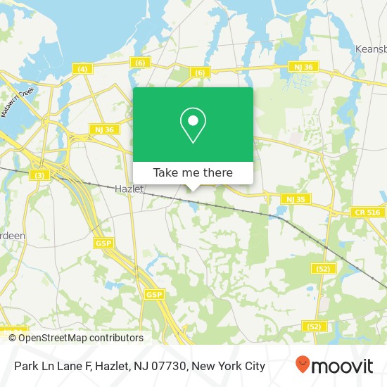 Mapa de Park Ln Lane F, Hazlet, NJ 07730
