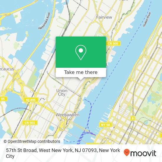 Mapa de 57th St Broad, West New York, NJ 07093