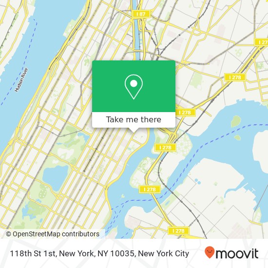 118th St 1st, New York, NY 10035 map