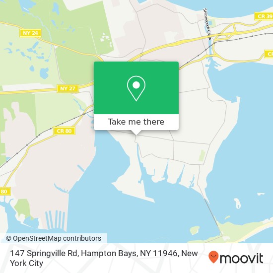 Mapa de 147 Springville Rd, Hampton Bays, NY 11946