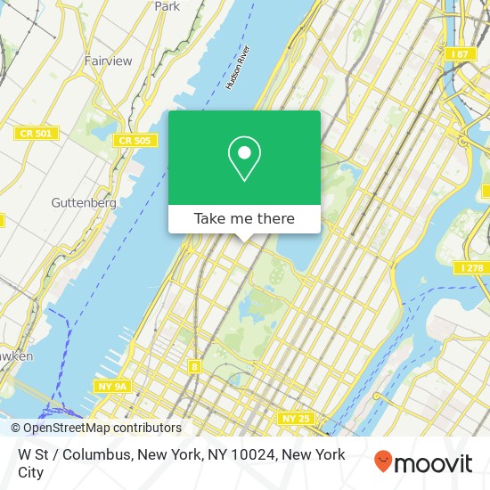 W St / Columbus, New York, NY 10024 map