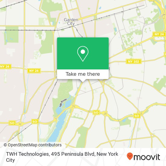 Mapa de TWH Technologies, 495 Peninsula Blvd
